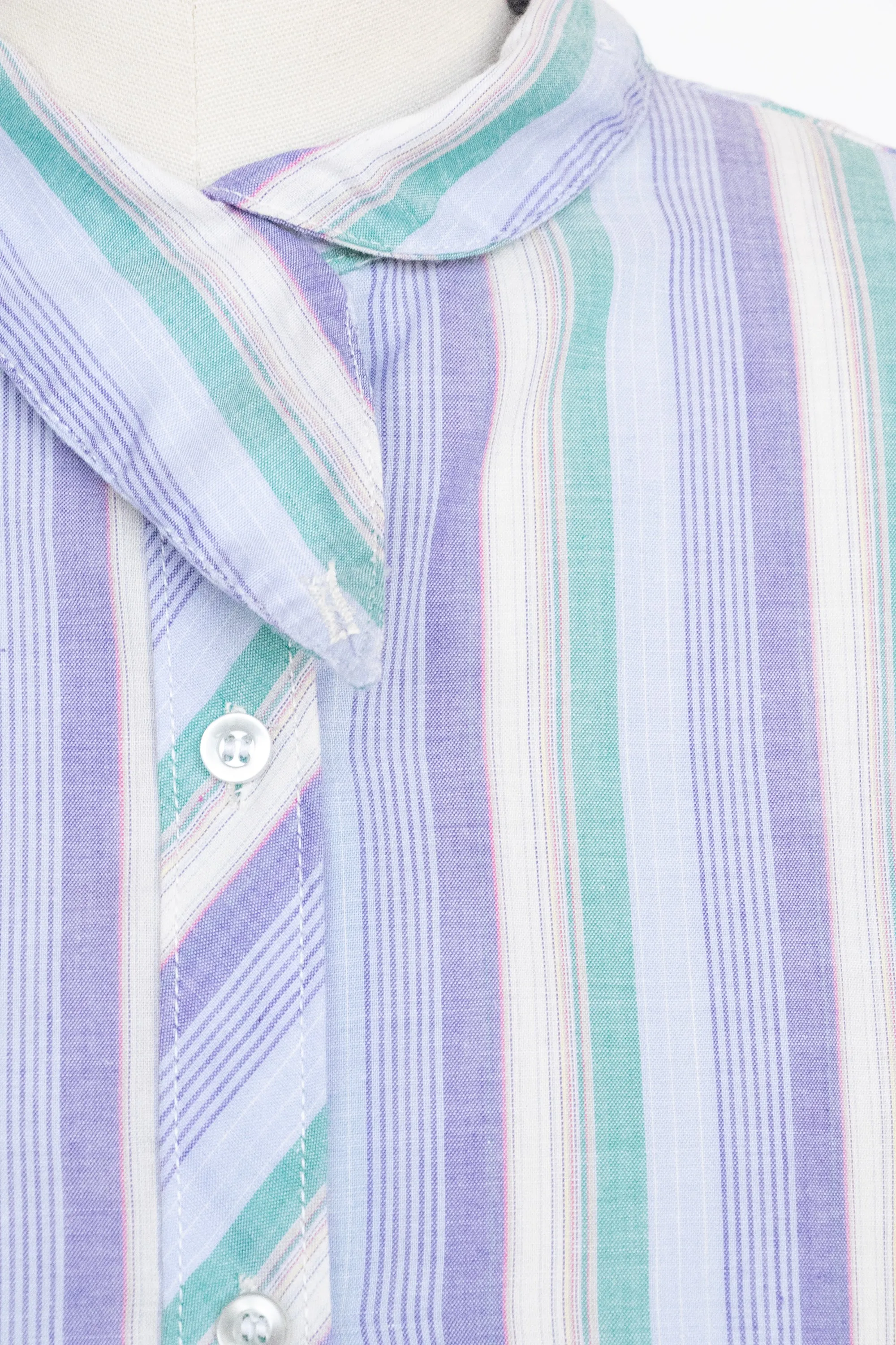 1970s Blouse Striped Top Deadstock XS