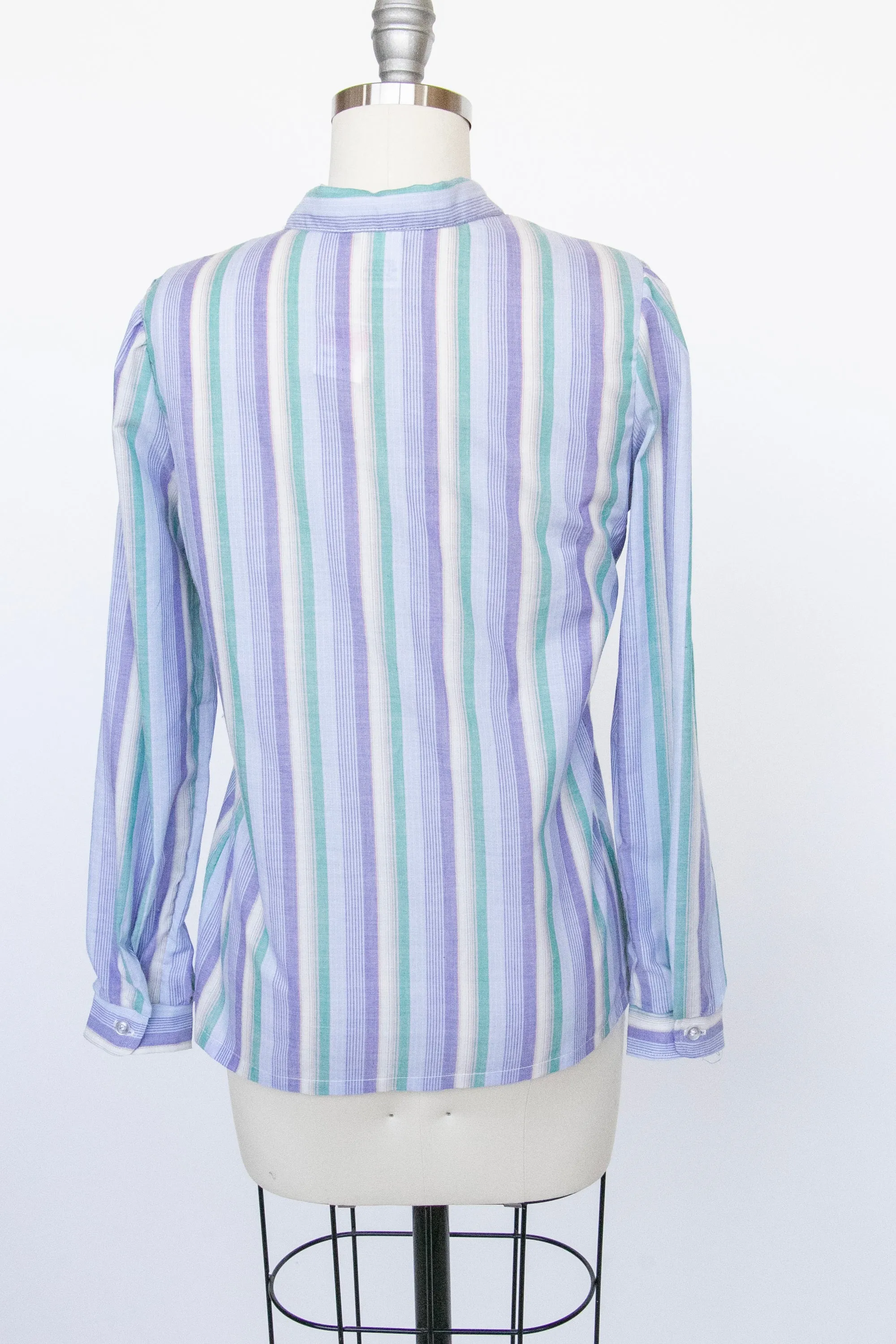1970s Blouse Striped Top Deadstock XS
