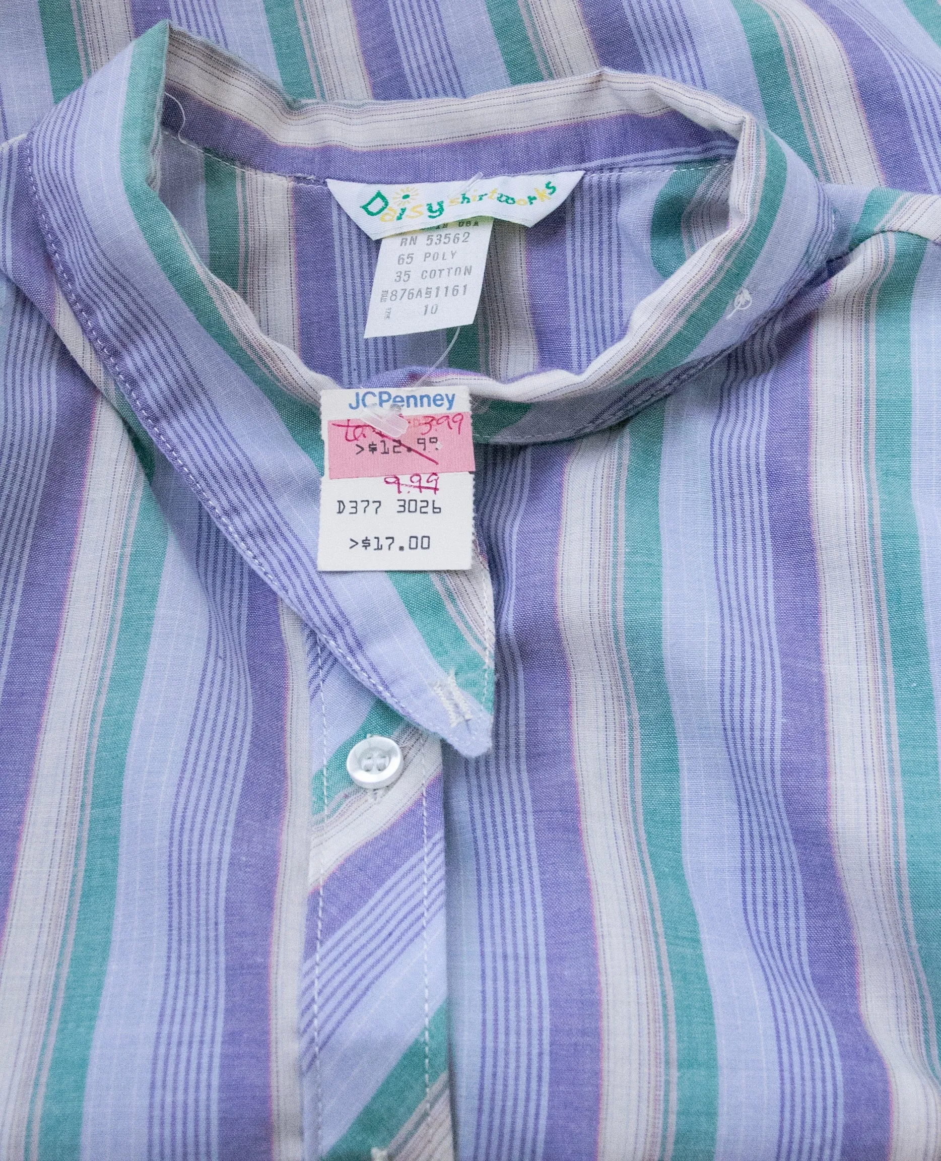 1970s Blouse Striped Top Deadstock XS