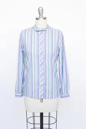 1970s Blouse Striped Top Deadstock XS