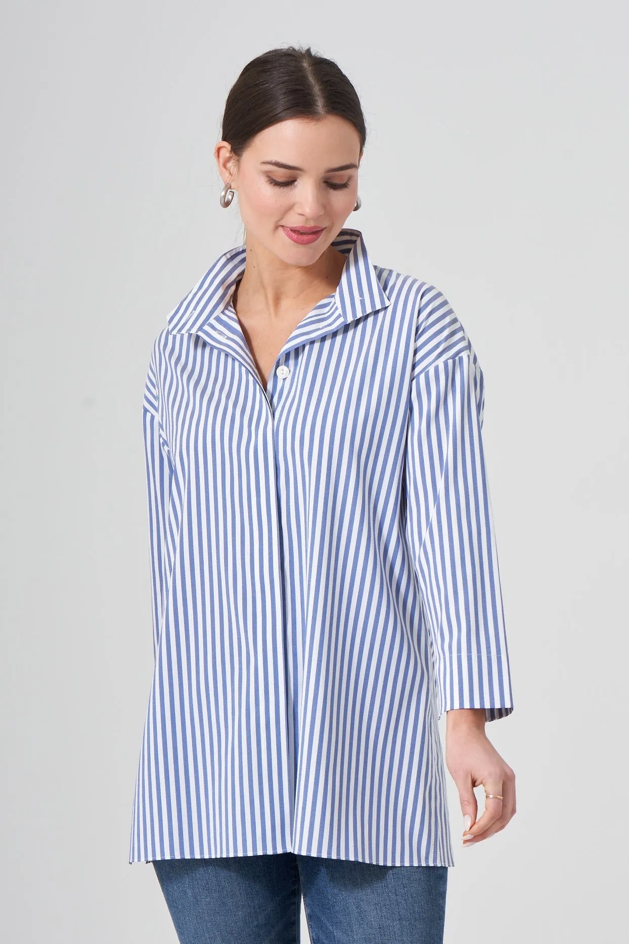 36" Oversized Striped Blouse