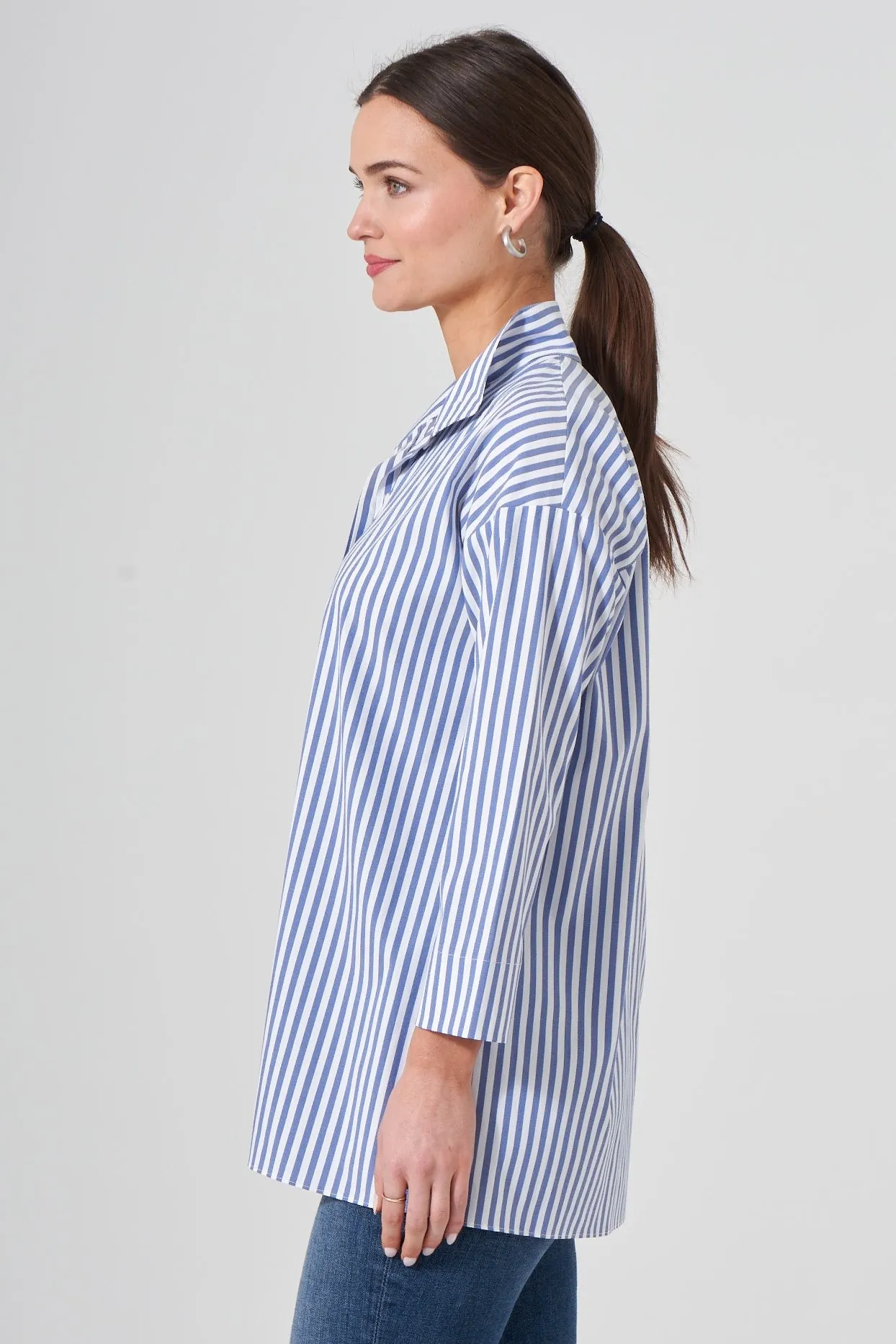 36" Oversized Striped Blouse