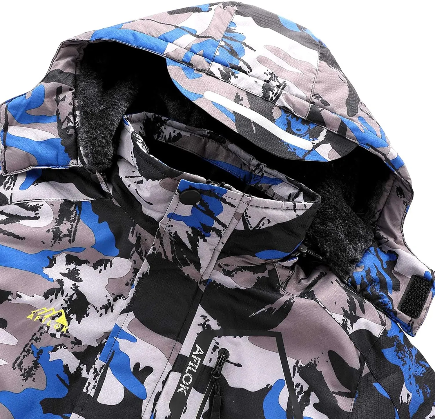 AFILOK Boy's Ski Jacket Waterproof Breathable Kids Fleece Lined Windproof Hooded Snowboard Coats