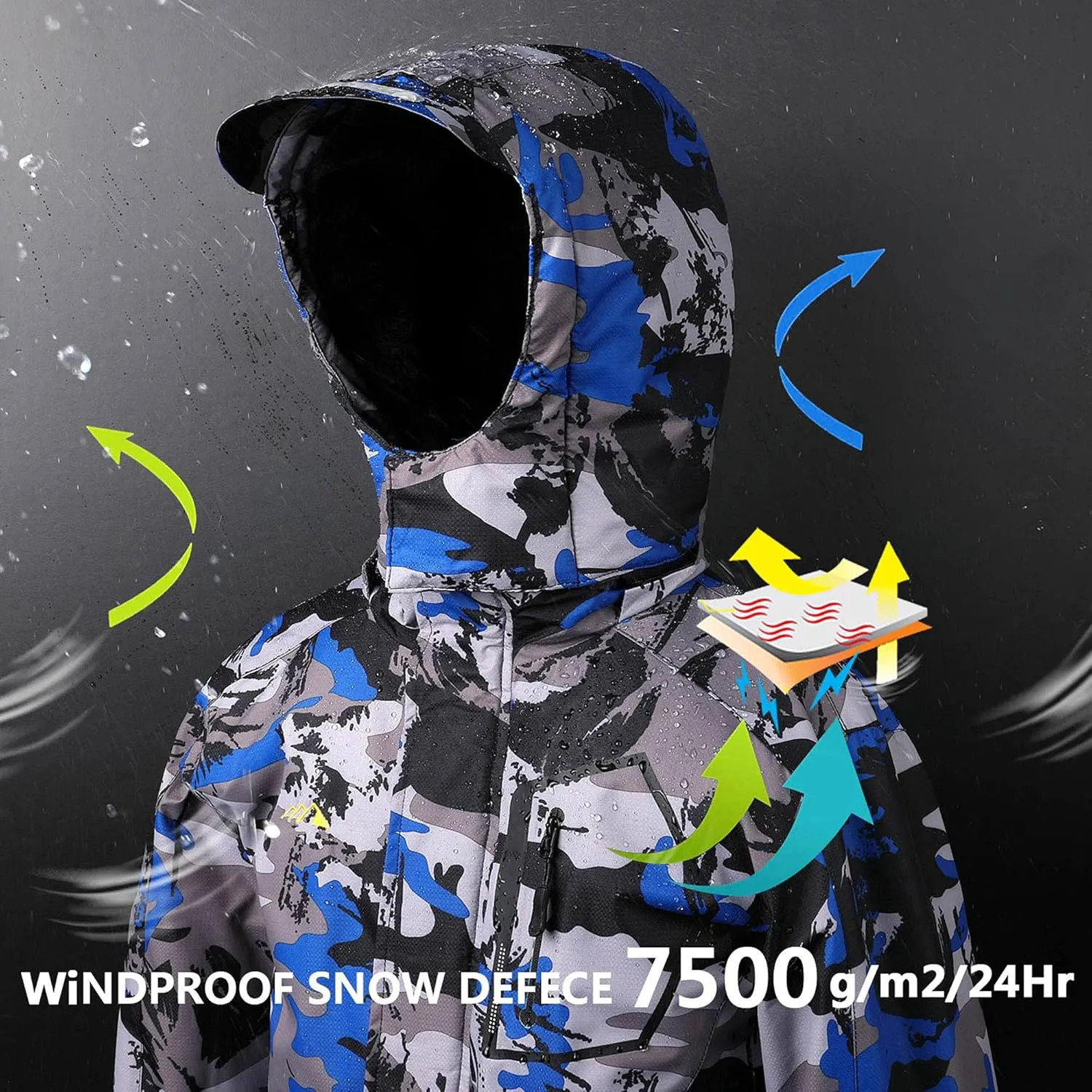 AFILOK Boy's Ski Jacket Waterproof Breathable Kids Fleece Lined Windproof Hooded Snowboard Coats