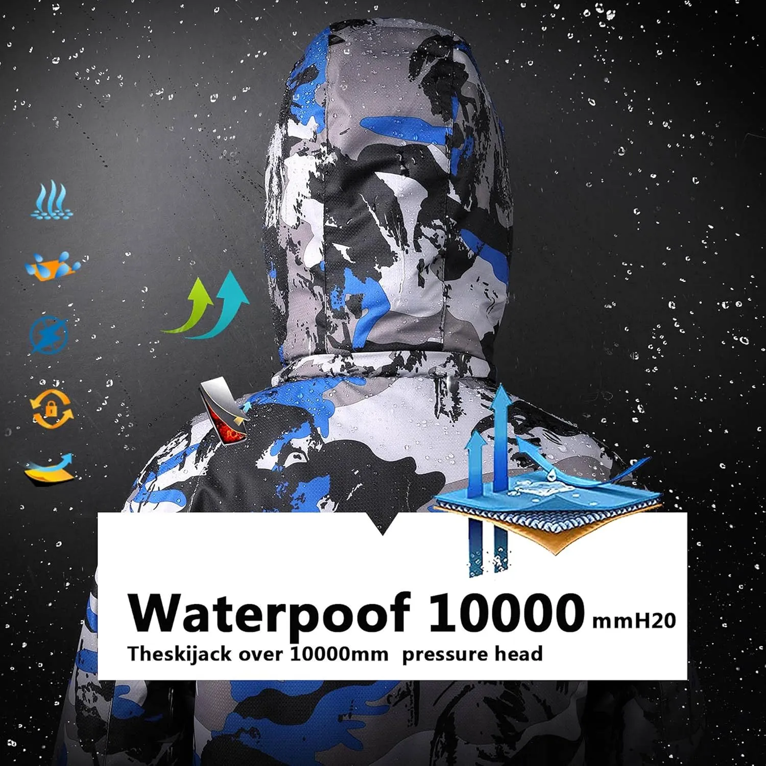 AFILOK Boy's Ski Jacket Waterproof Breathable Kids Fleece Lined Windproof Hooded Snowboard Coats