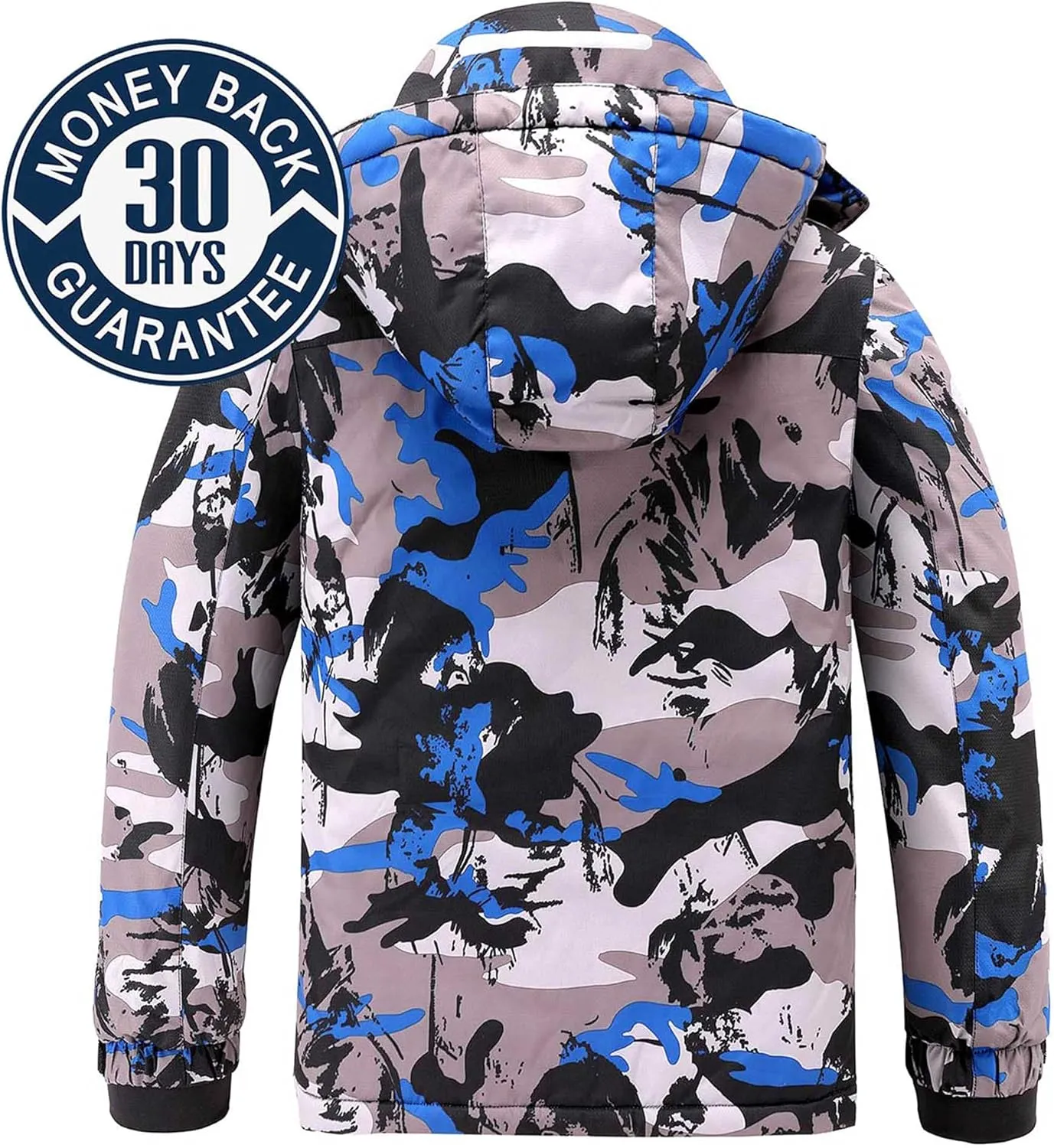 AFILOK Boy's Ski Jacket Waterproof Breathable Kids Fleece Lined Windproof Hooded Snowboard Coats