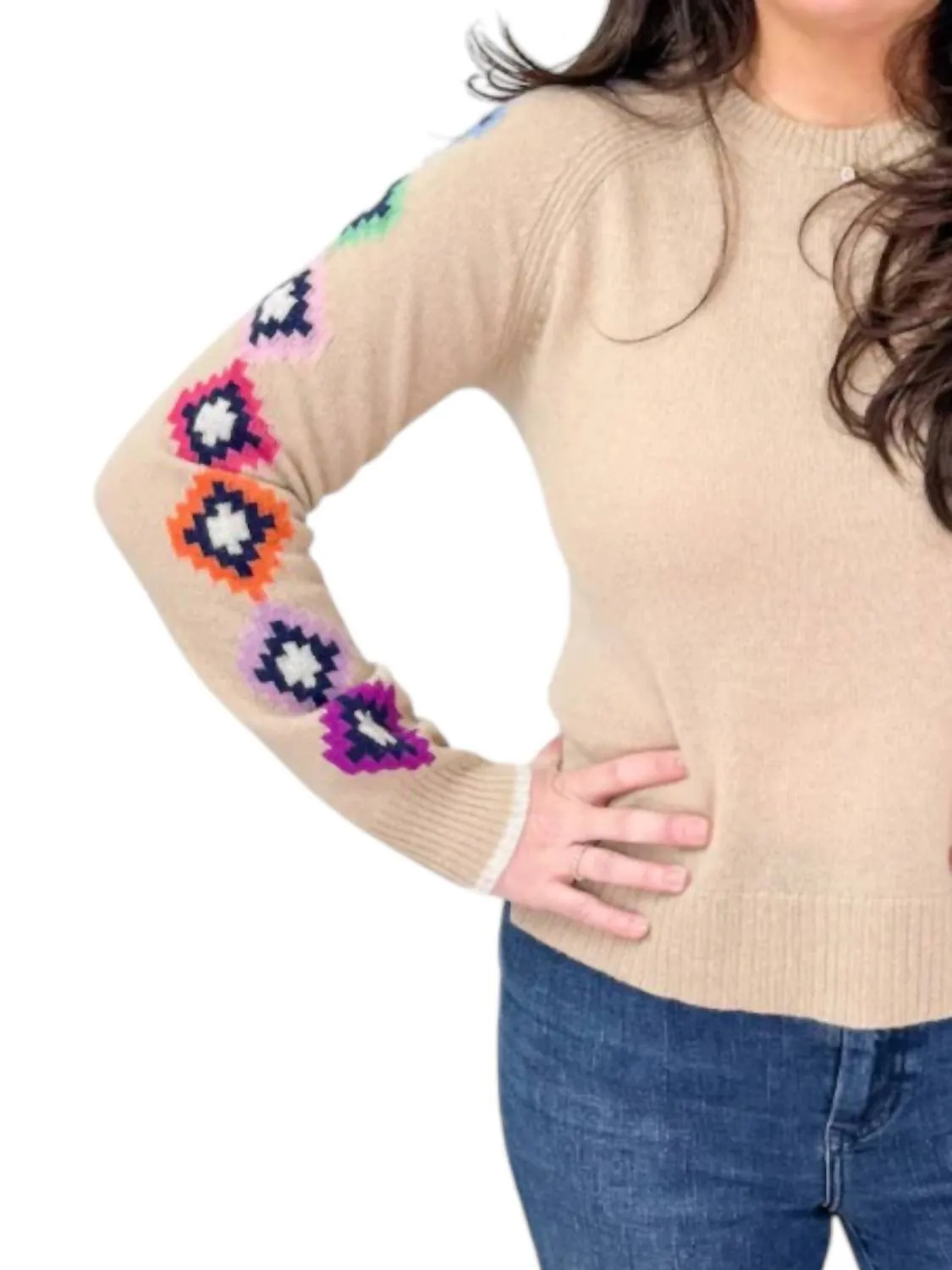 Alashan Cashmere - Madison Fair Isle Sleeve Raglan Sweater