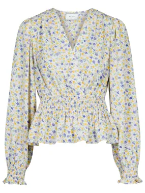 Amara Lush Flower Blouse - Light Blue