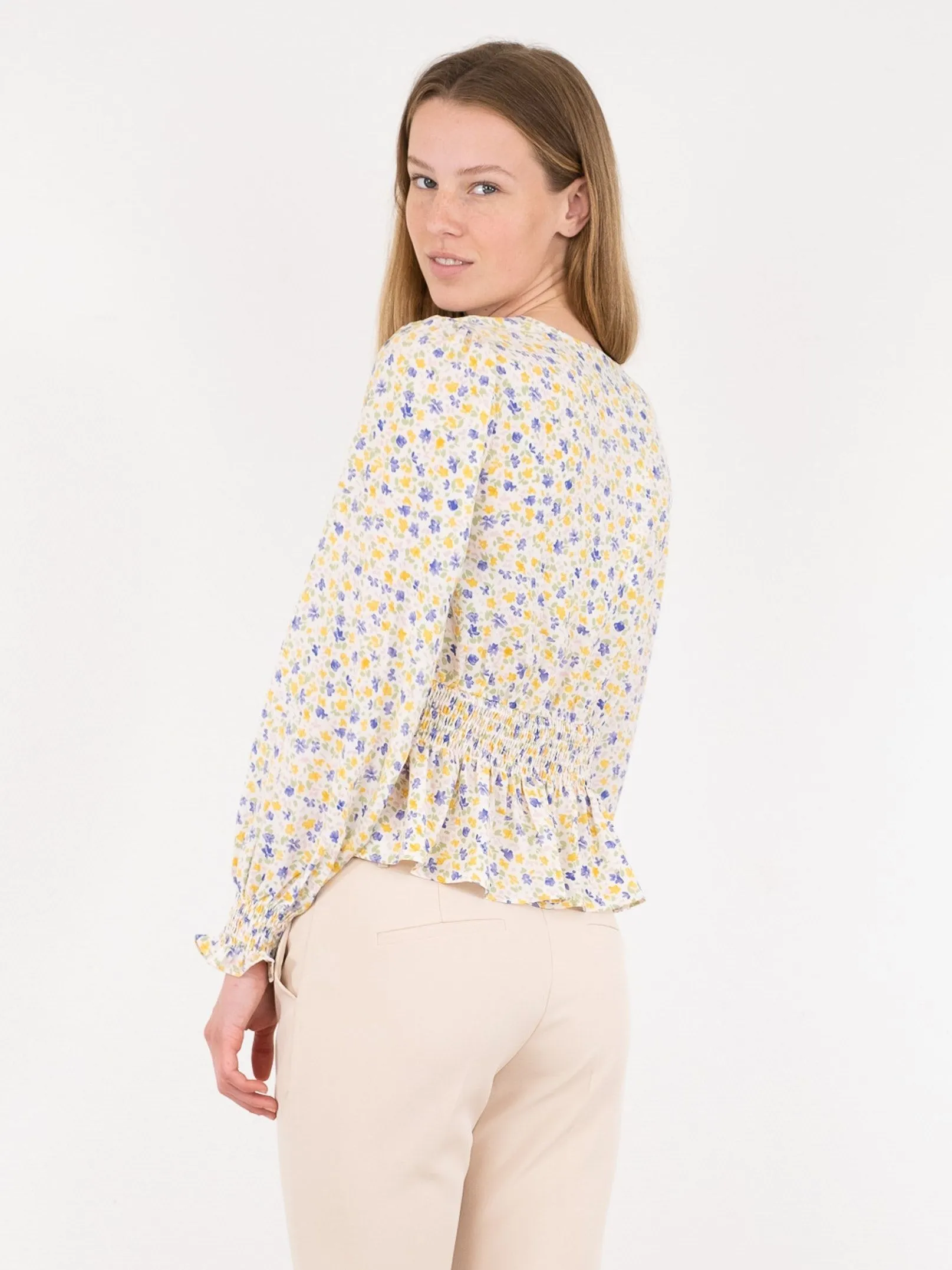 Amara Lush Flower Blouse - Light Blue