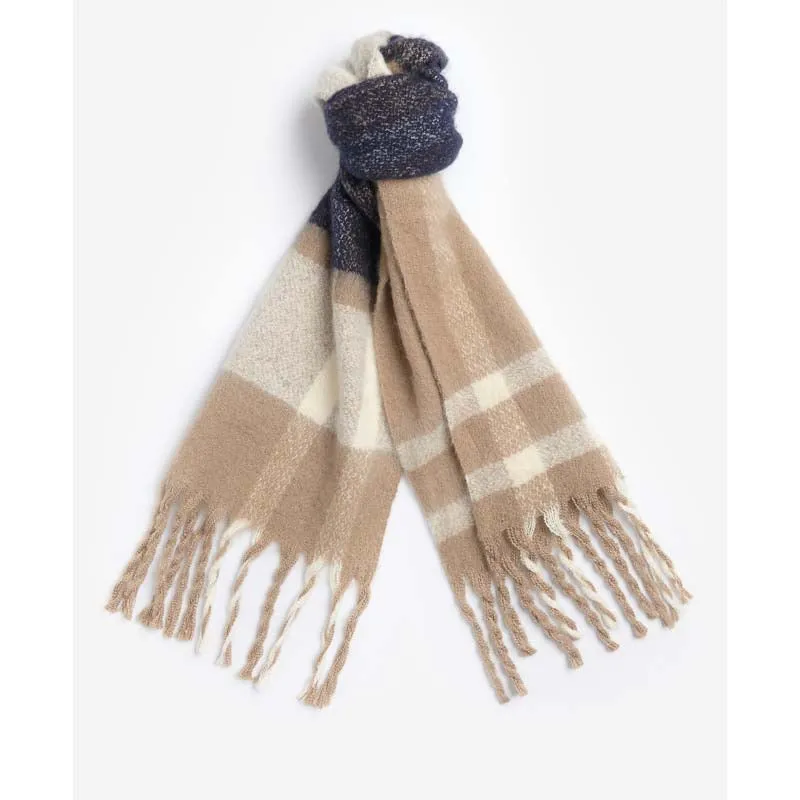Barbour Isla Tartan Ladies Boucle Scarf - Trench Tartan