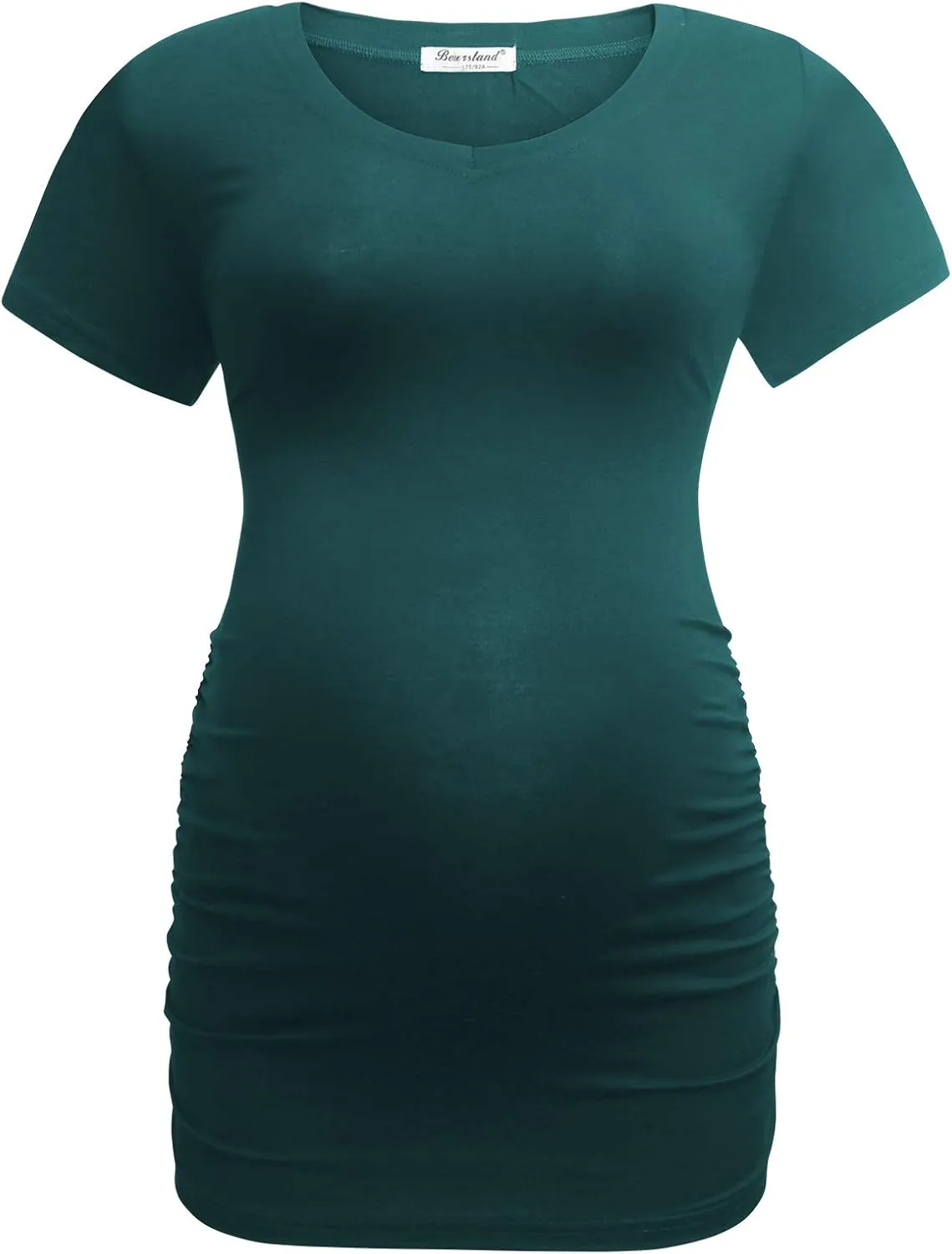 Bearsland Womens Maternity Tshirt Modal Classic Side Ruched Tee Top Mama Pregnancy Clothes