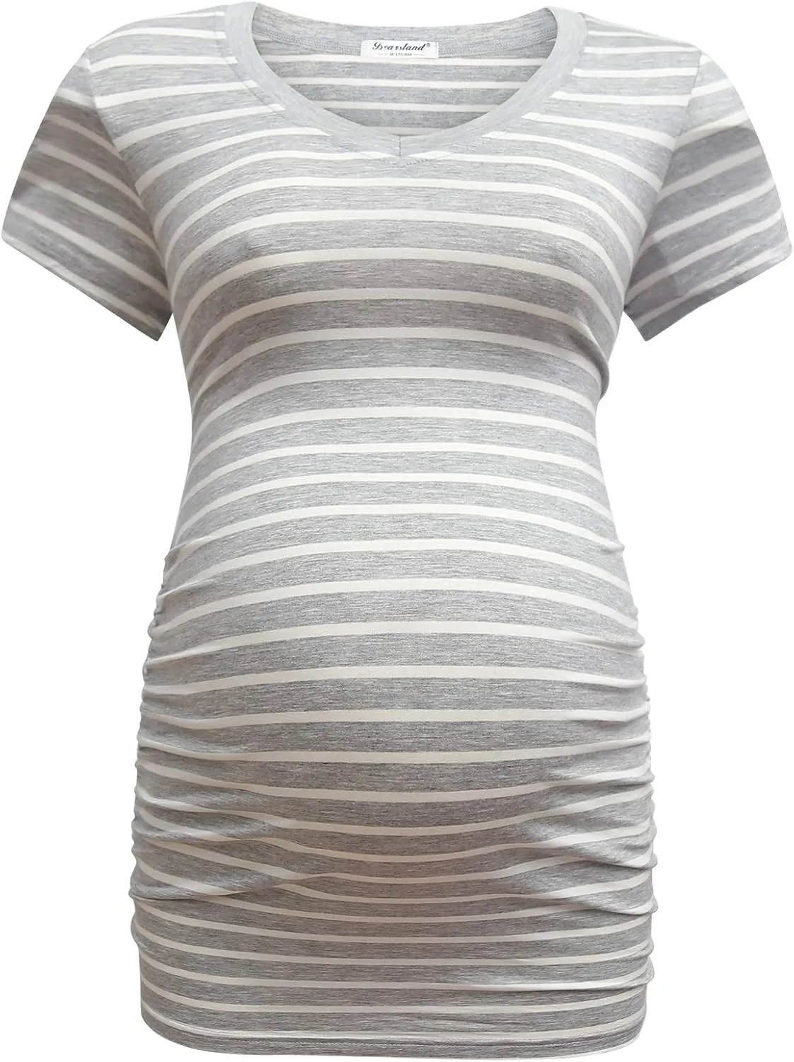 Bearsland Womens Maternity Tshirt Modal Classic Side Ruched Tee Top Mama Pregnancy Clothes