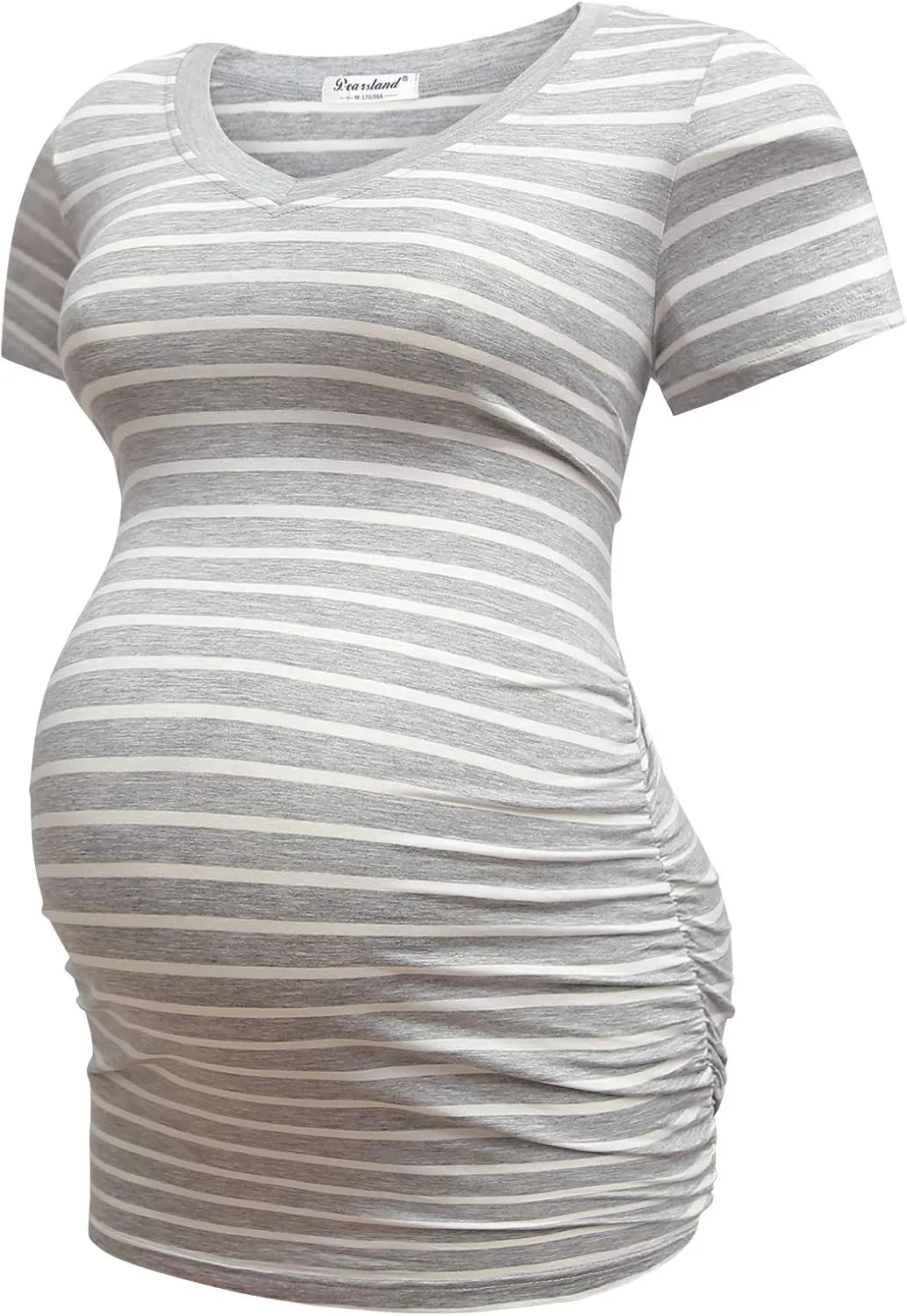 Bearsland Womens Maternity Tshirt Modal Classic Side Ruched Tee Top Mama Pregnancy Clothes