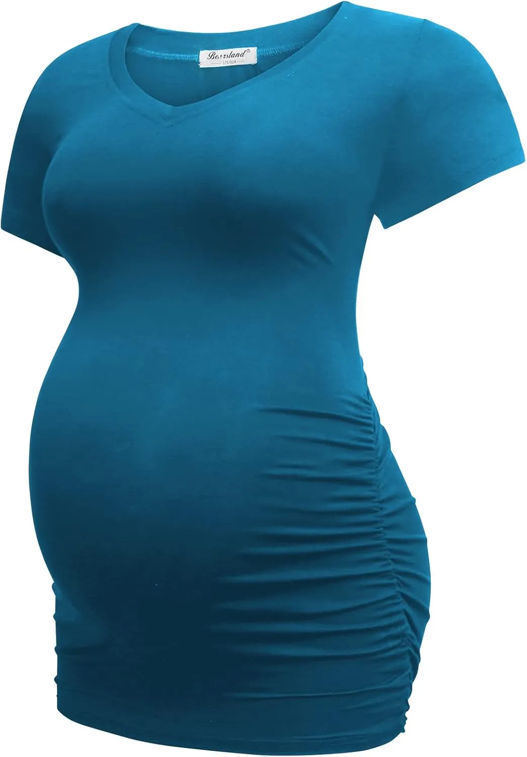 Bearsland Womens Maternity Tshirt Modal Classic Side Ruched Tee Top Mama Pregnancy Clothes