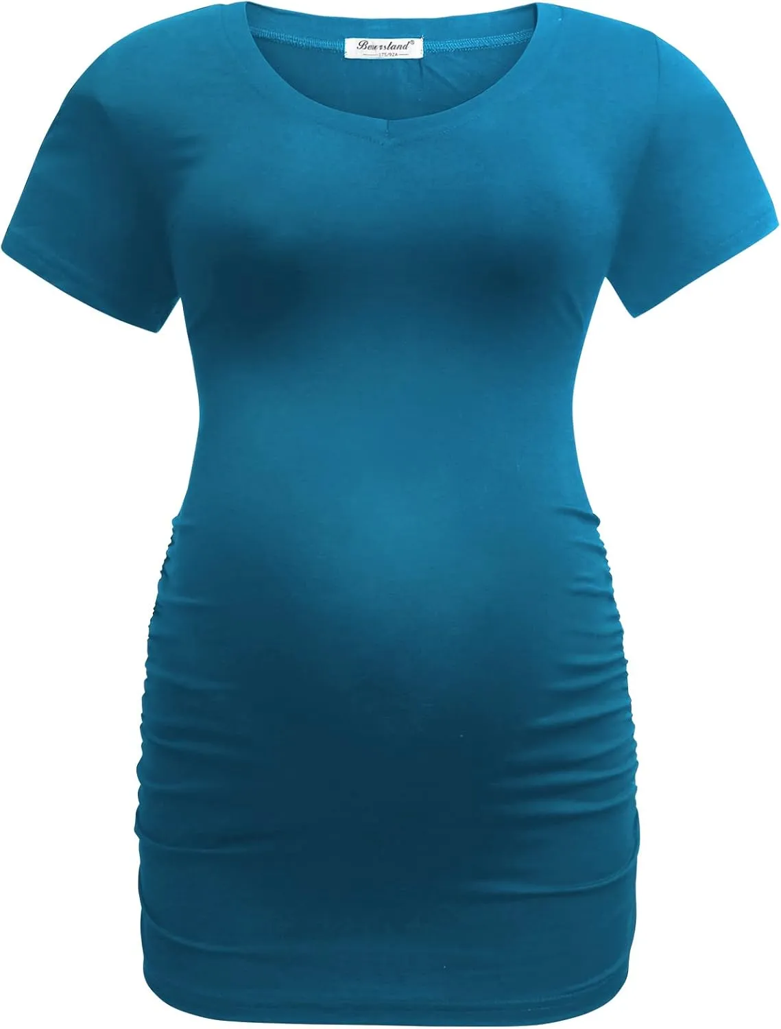 Bearsland Womens Maternity Tshirt Modal Classic Side Ruched Tee Top Mama Pregnancy Clothes