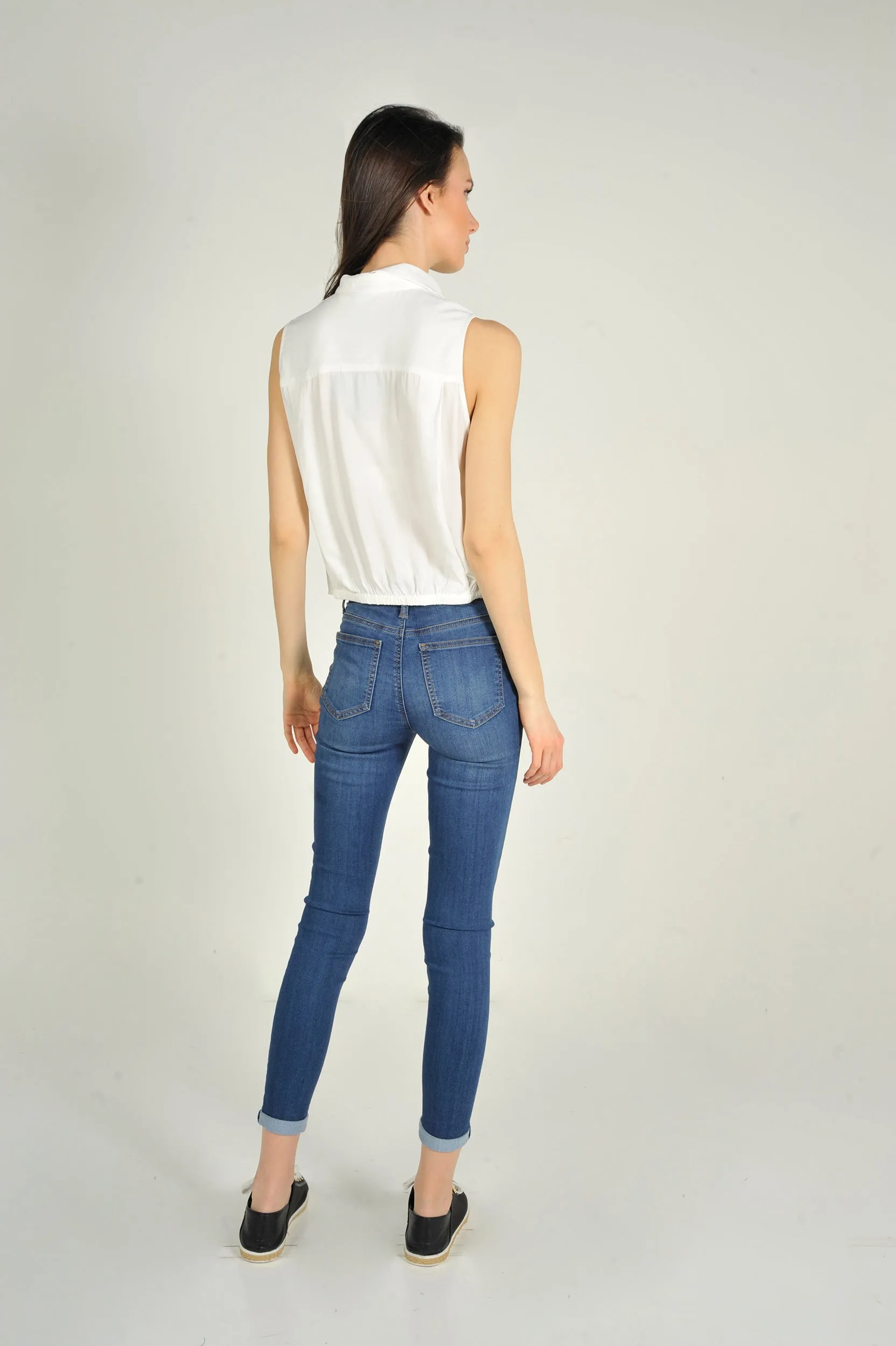 Blouse courte sans manches - LAURENA-SSP - (E-B13)