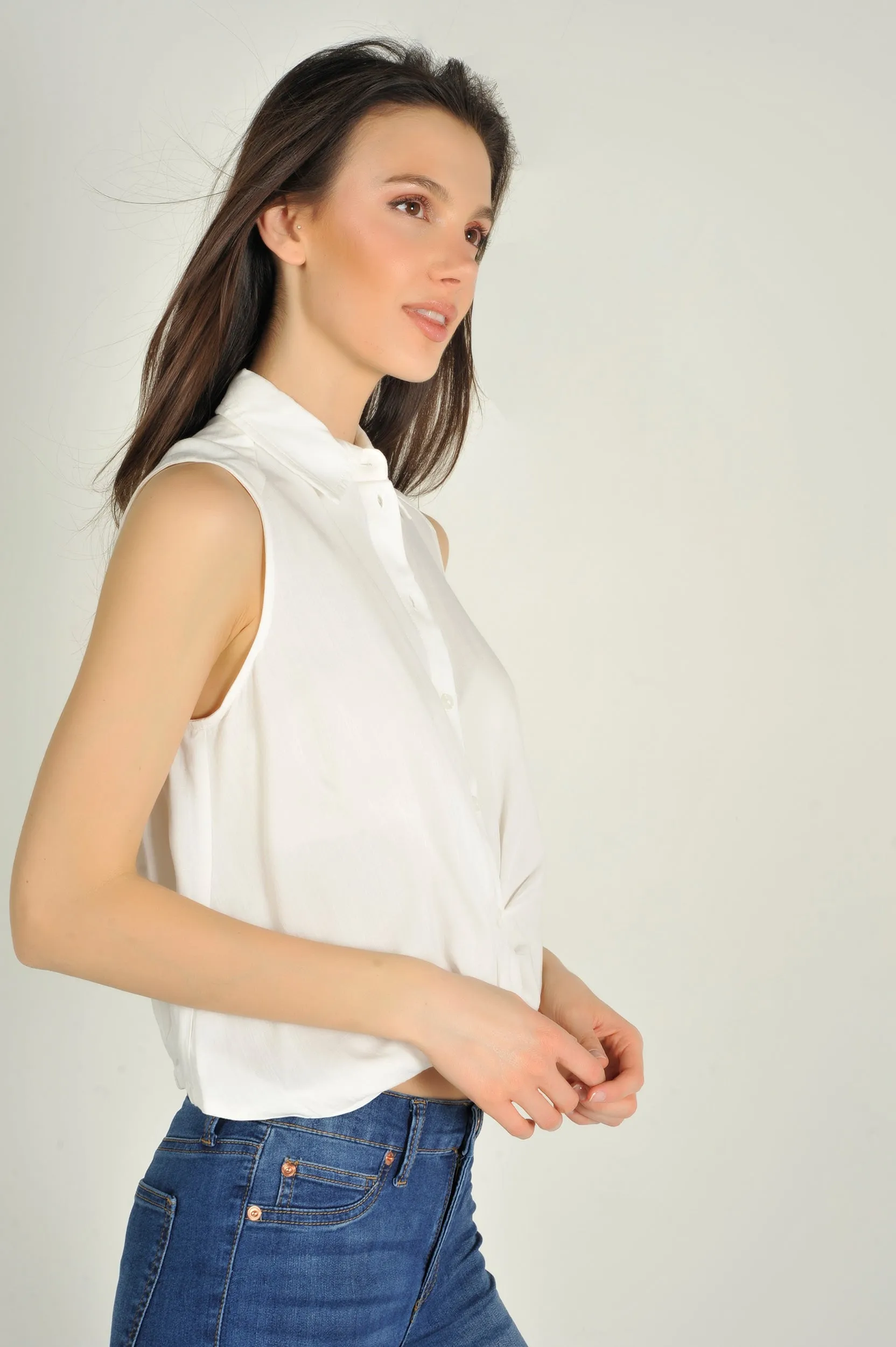 Blouse courte sans manches - LAURENA-SSP - (E-B13)