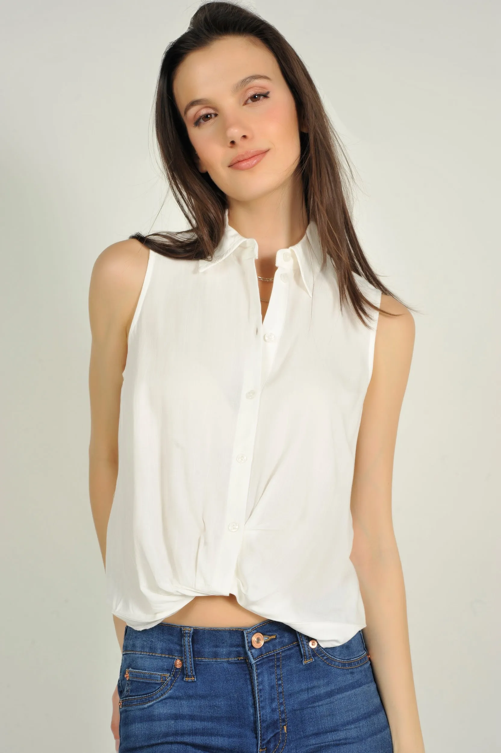 Blouse courte sans manches - LAURENA-SSP - (E-B13)