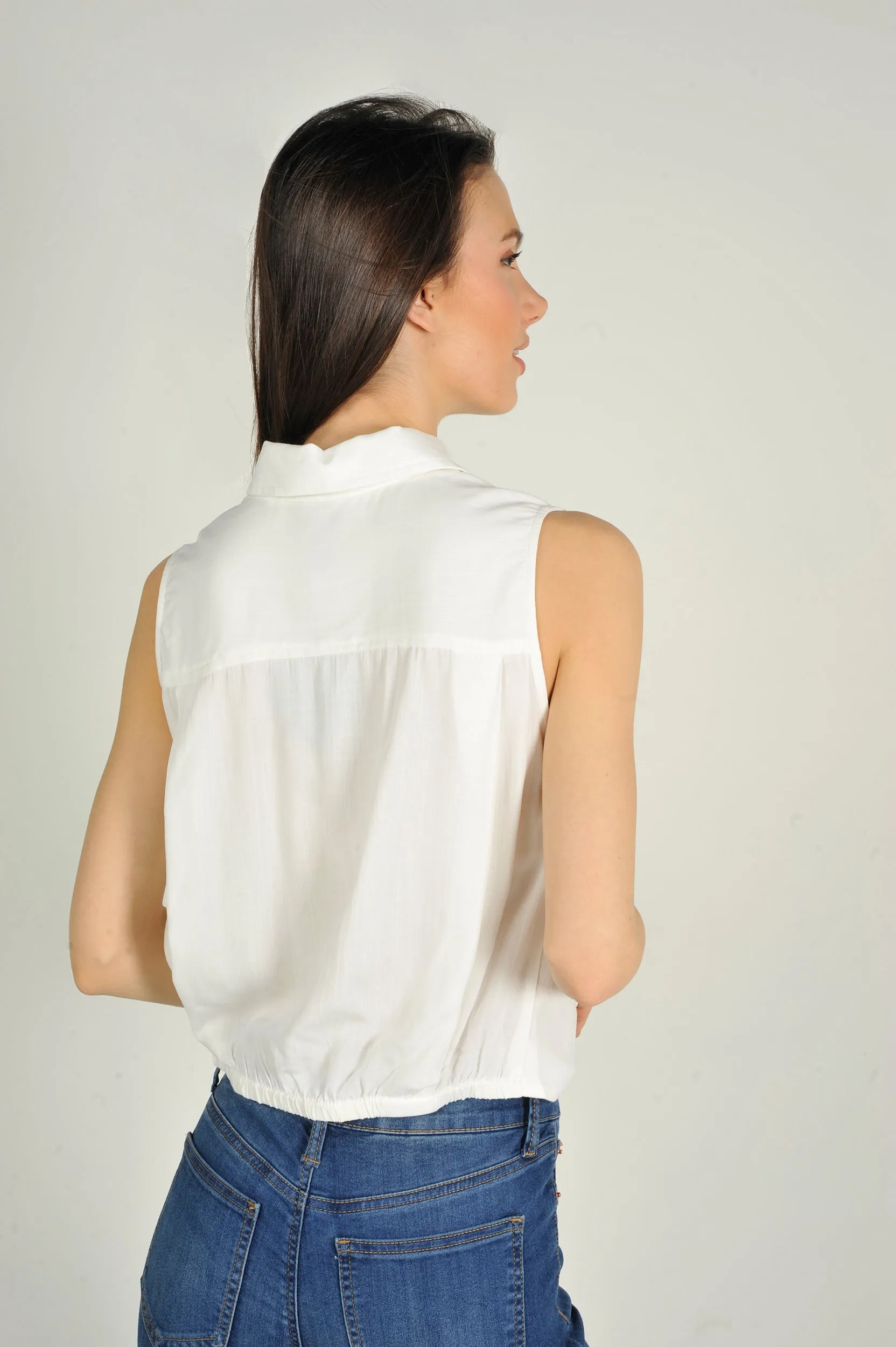 Blouse courte sans manches - LAURENA-SSP - (E-B13)