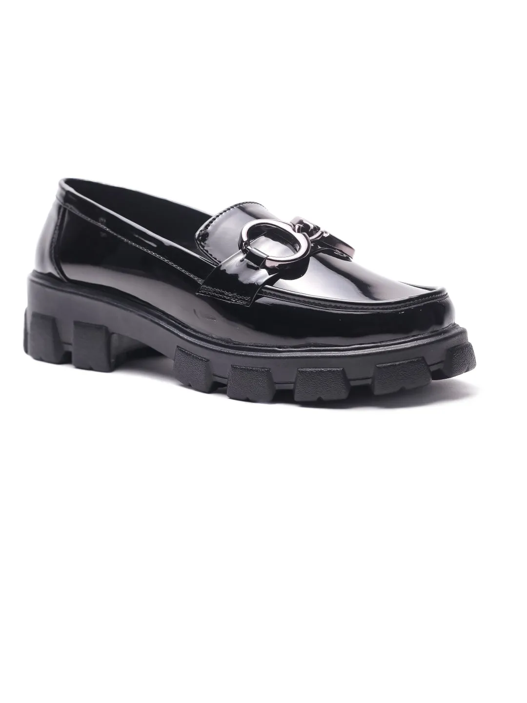 Brauch Black Patent Embellished Loafer Shoe