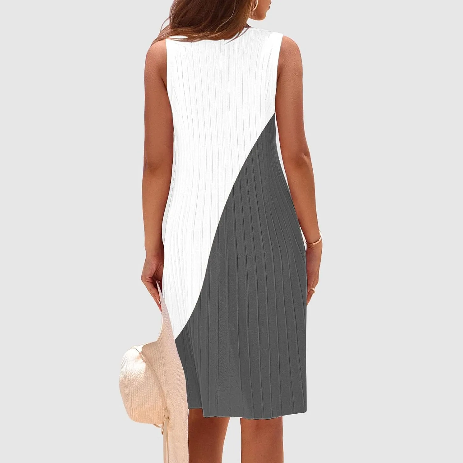 Casual Summer Dresses for Women 2025,Womens Fashionable Two-Color Mini Dress Boatneck Loose Fit Tank A Line Beach Dress