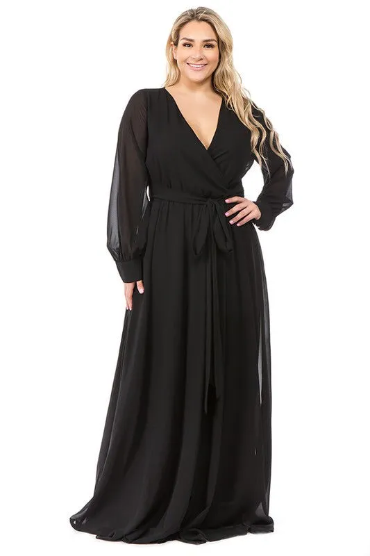 CHIFFON MAXI DRESS in Black