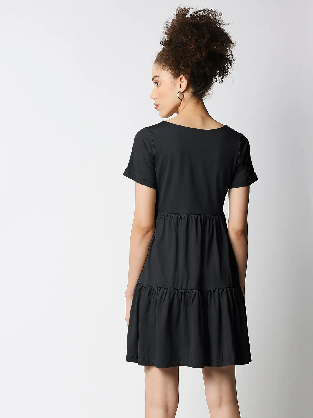 Disrupt Women's Black Tiered V-neck T-shirt Dress