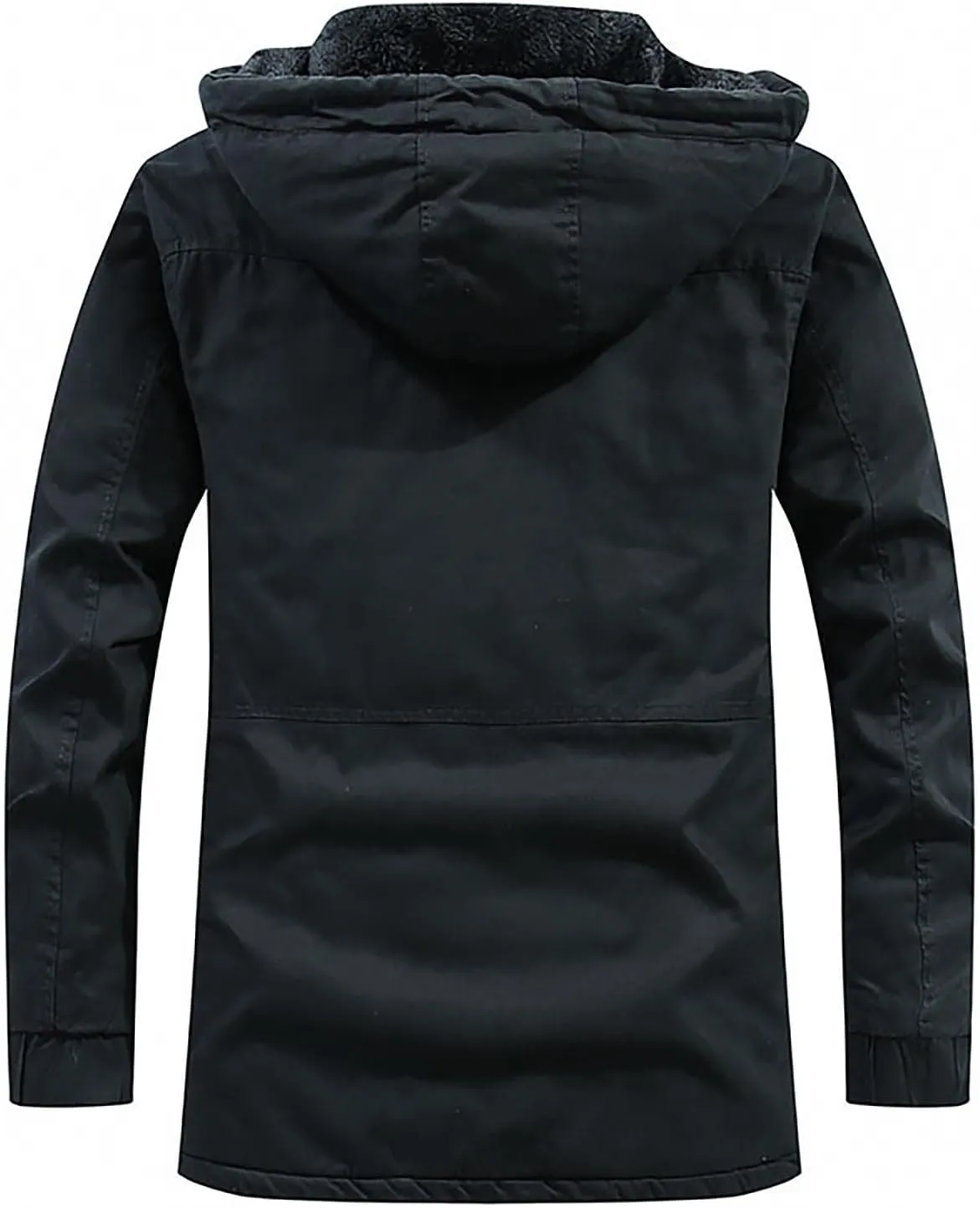 DuDubaby Men's Winter Hooded Windproof Solid Long Sleeve Soft Coat Shell Jacket