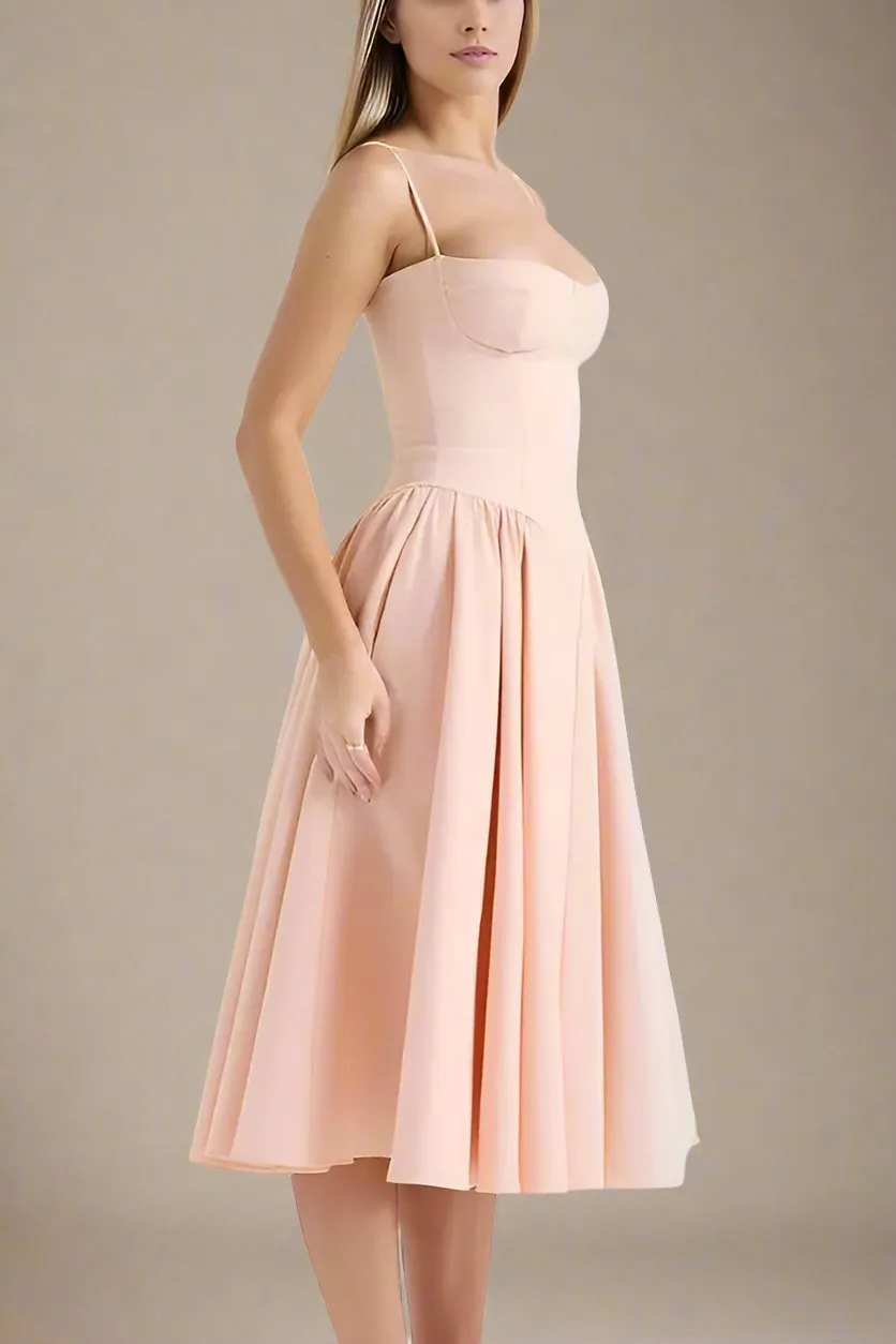 Everly Bodycon Day Midi Dress - Peach