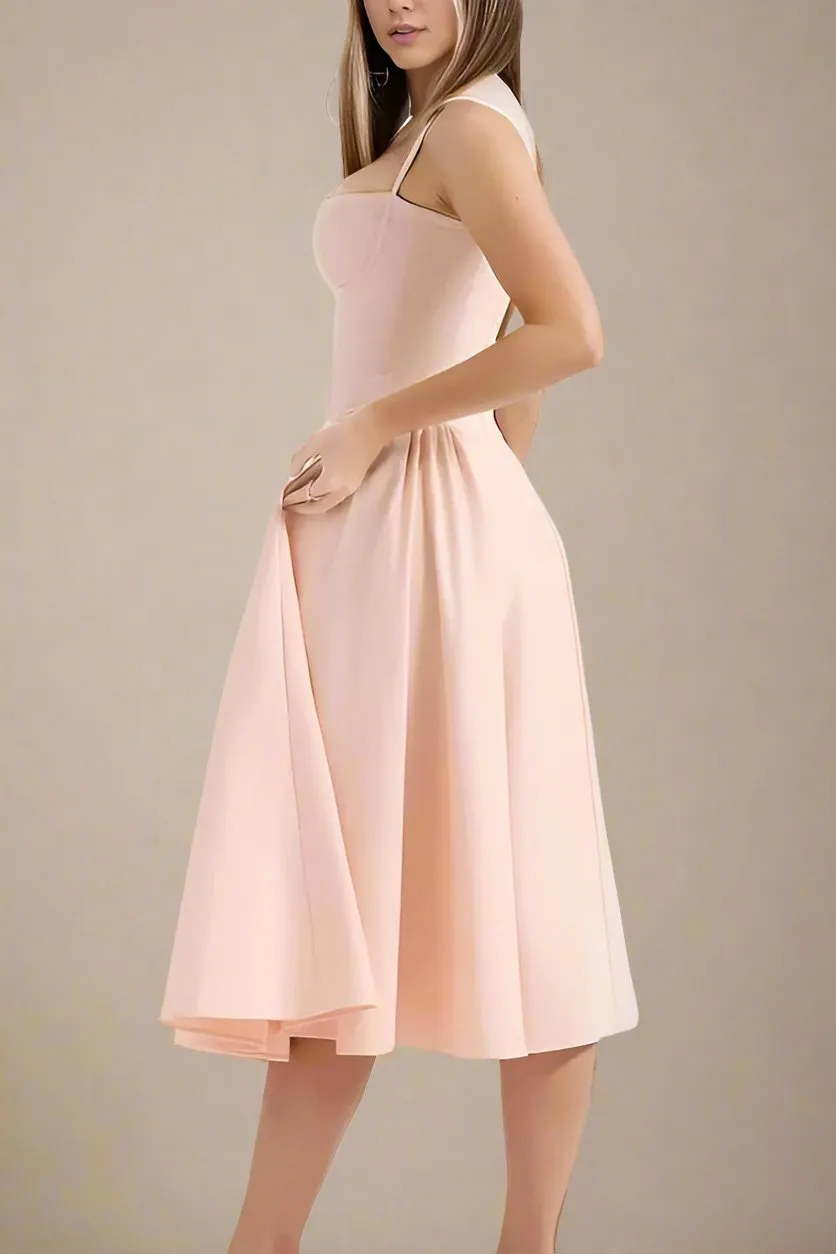 Everly Bodycon Day Midi Dress - Peach