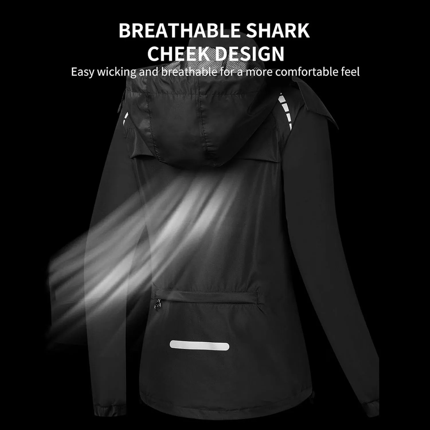 Fractilian Cycling Jacket Women's Rain Jacket Waterproof Breathable with Hood Windbreaker Reflective