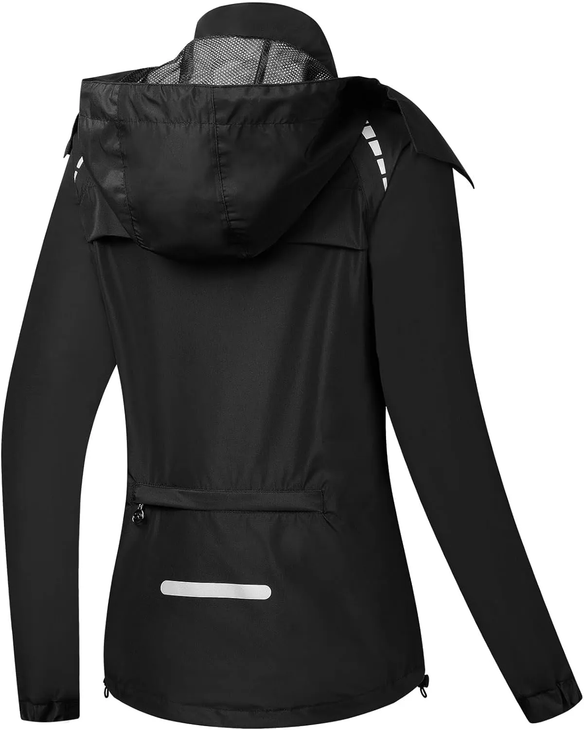 Fractilian Cycling Jacket Women's Rain Jacket Waterproof Breathable with Hood Windbreaker Reflective