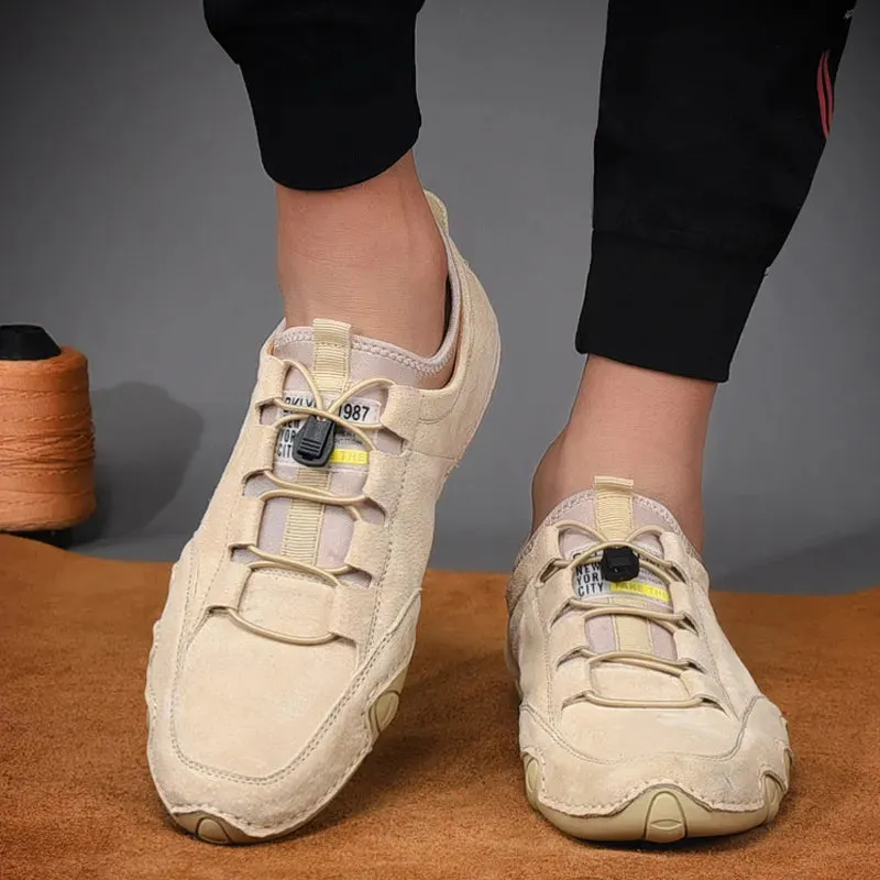Genuine Leather Slip-On Sneakers - Stylish & Comfortable