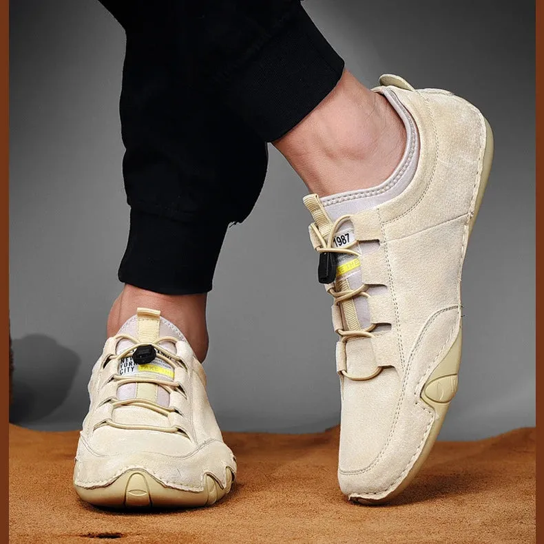 Genuine Leather Slip-On Sneakers - Stylish & Comfortable