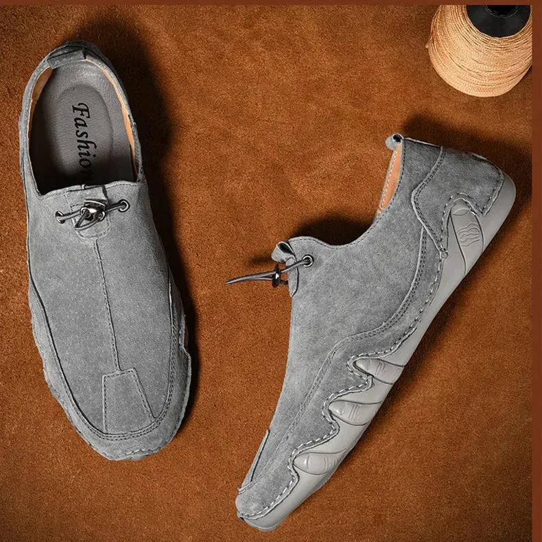 Genuine Leather Slip-On Sneakers - Stylish & Comfortable