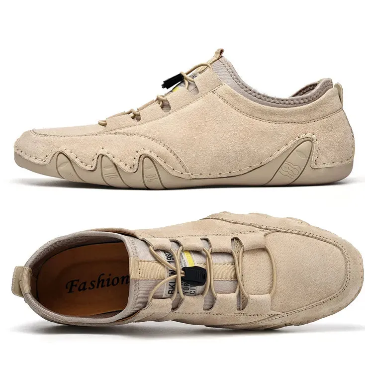 Genuine Leather Slip-On Sneakers - Stylish & Comfortable