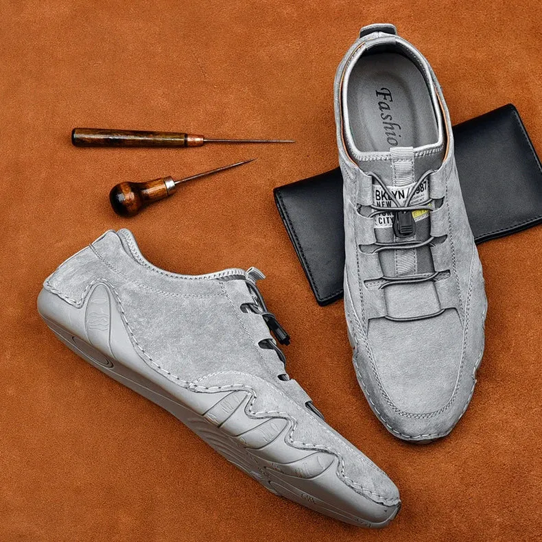 Genuine Leather Slip-On Sneakers - Stylish & Comfortable