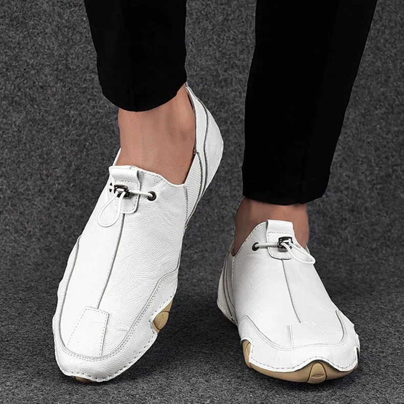 Genuine Leather Slip-On Sneakers - Stylish & Comfortable
