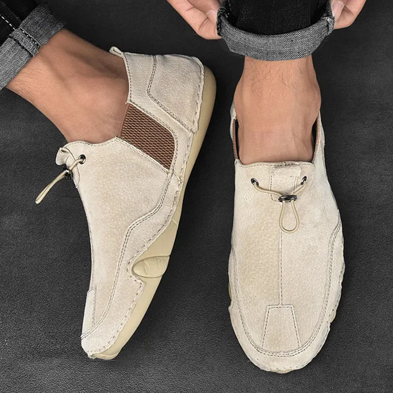 Genuine Leather Slip-On Sneakers - Stylish & Comfortable
