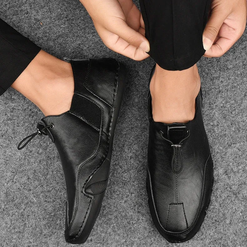 Genuine Leather Slip-On Sneakers - Stylish & Comfortable