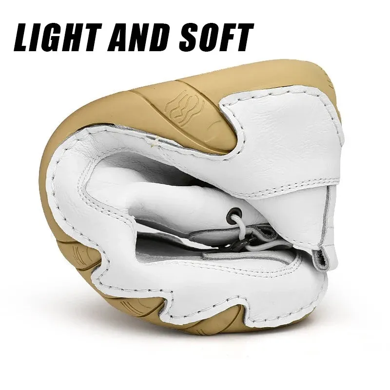 Genuine Leather Slip-On Sneakers - Stylish & Comfortable