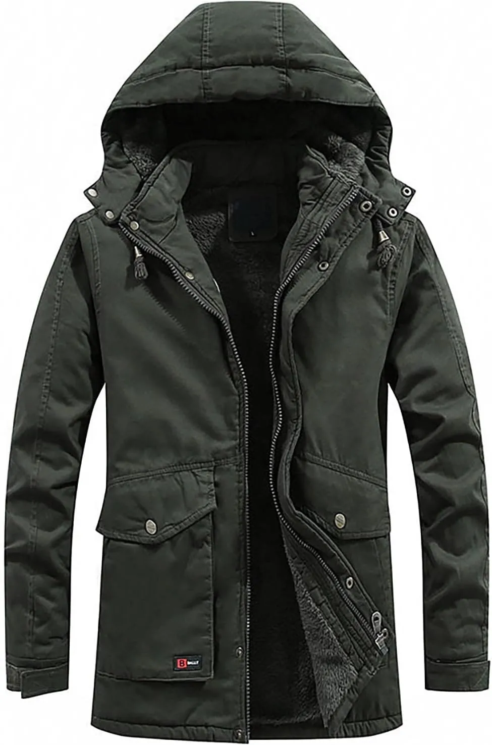Heated Jacket for Men Active Jacket Puffy Jacket Winter Hooded Windproof Solid Long Sleeve Soft Coat Shell Jacket