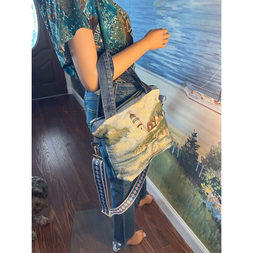 Lidia’s Bags Women's Multicolor Lighthouse Crossbody Tote Bag