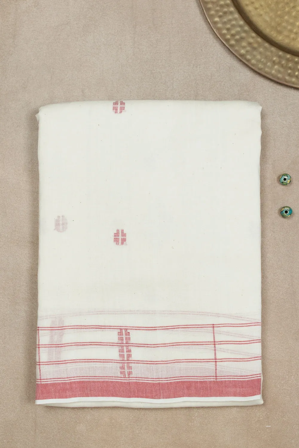 Light Cream Jamdani Cotton saree