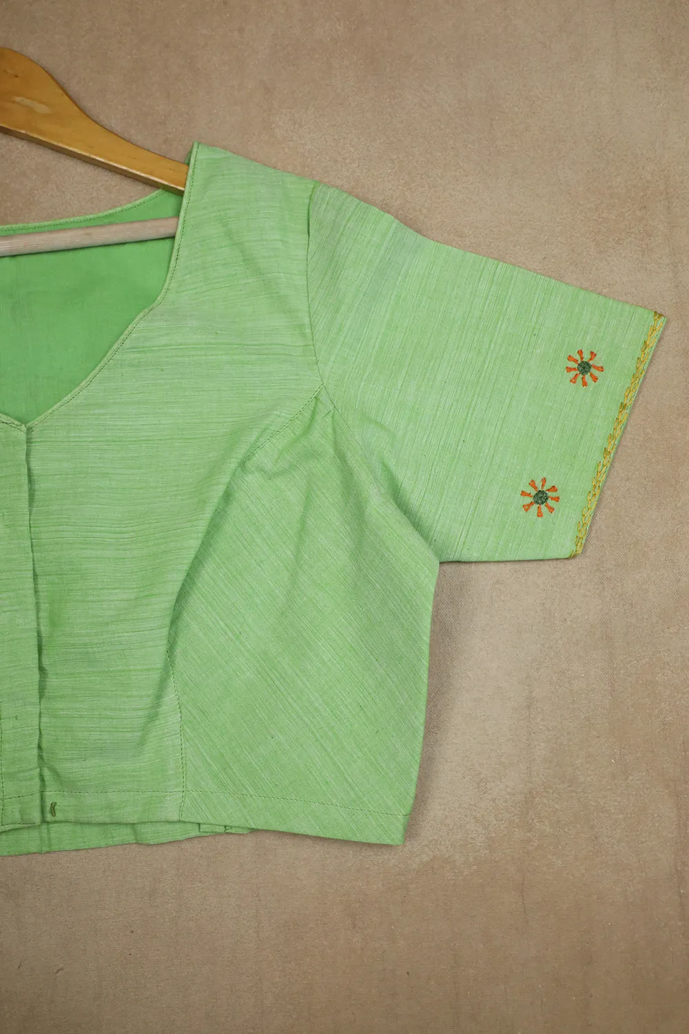 Light Green Handwoven Stitched Blouse -34,36,38,40,42