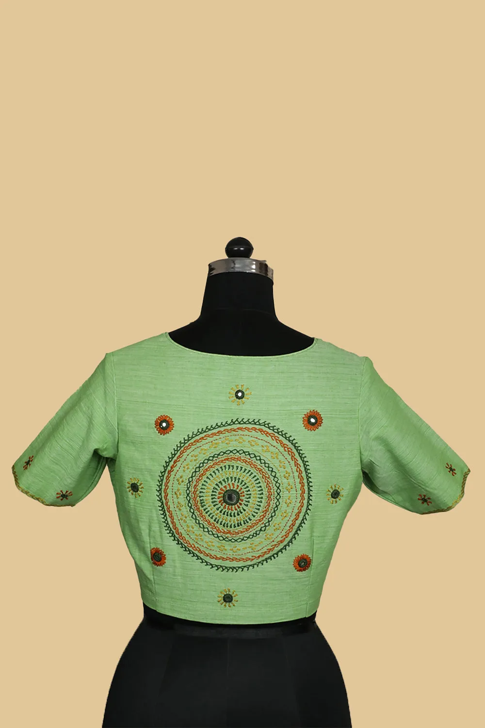 Light Green Handwoven Stitched Blouse -34,36,38,40,42