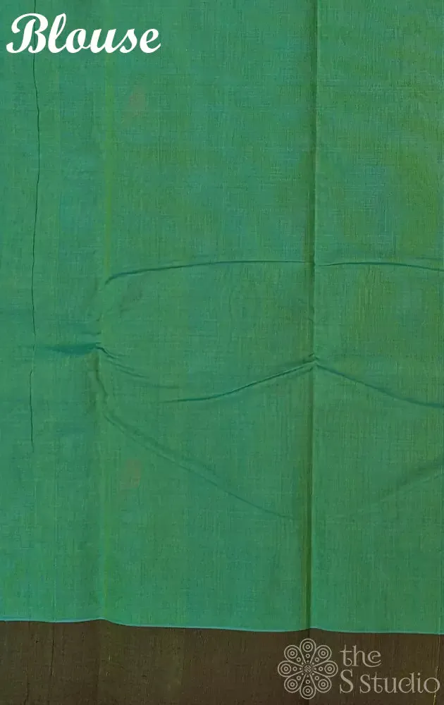 Light Green Kanchi Cotton Saree with Olive Green Border