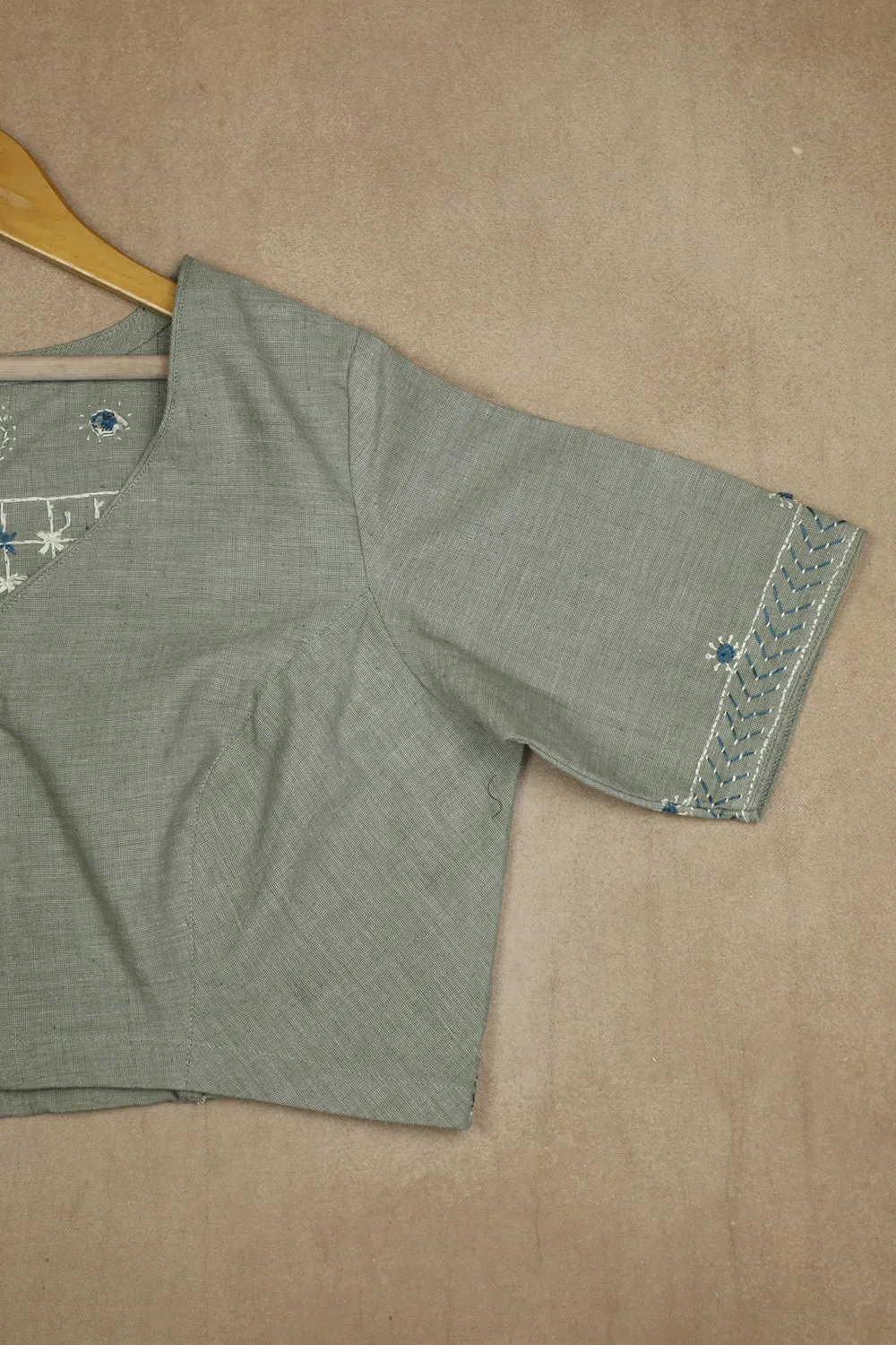 Light Grey Yarn Dyes Stitched Blouse - 34,36,38,40,42