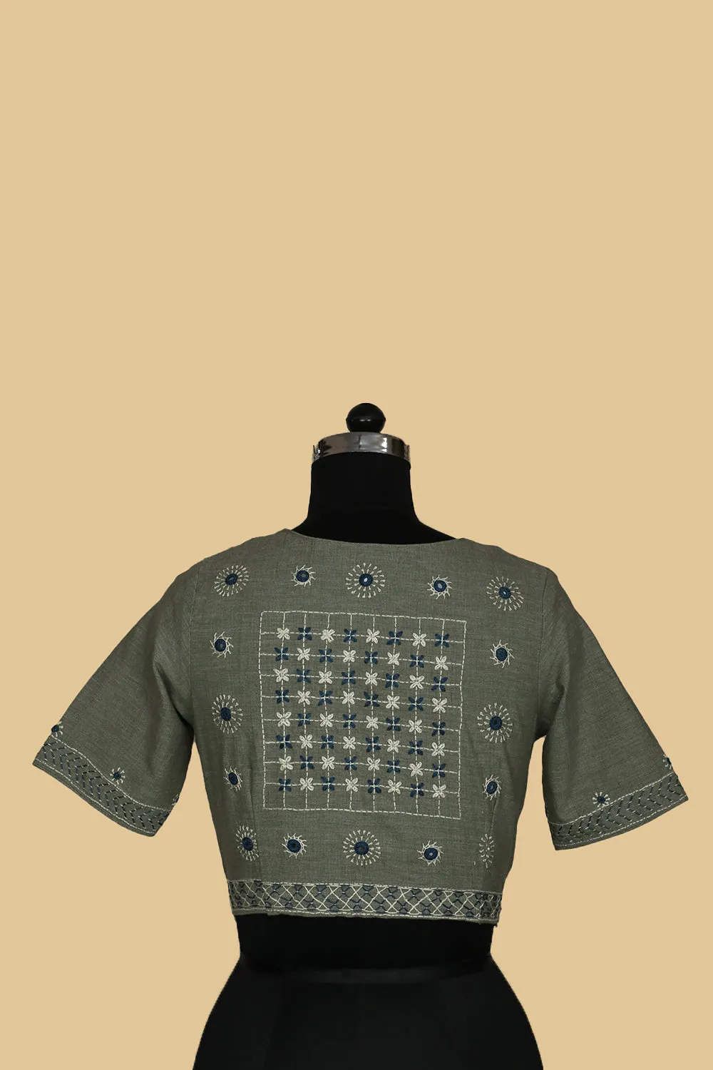 Light Grey Yarn Dyes Stitched Blouse - 34,36,38,40,42