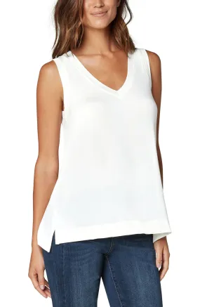 Liverpool Sleeveless V-Neck Knit Tee in Vanilla White LM8382k13
